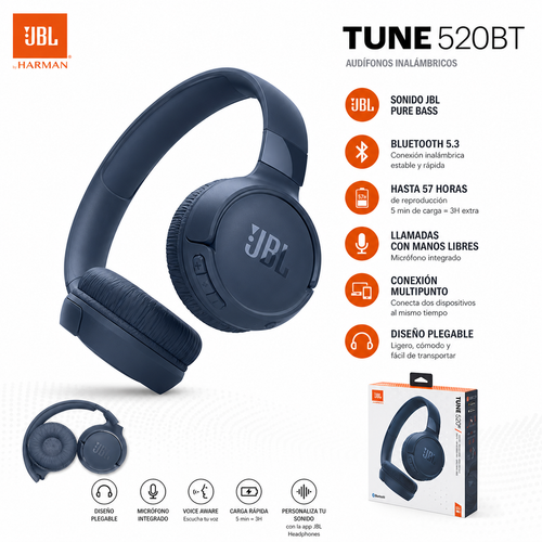 JBL Tune 520BT – Audífonos Inalámbricos